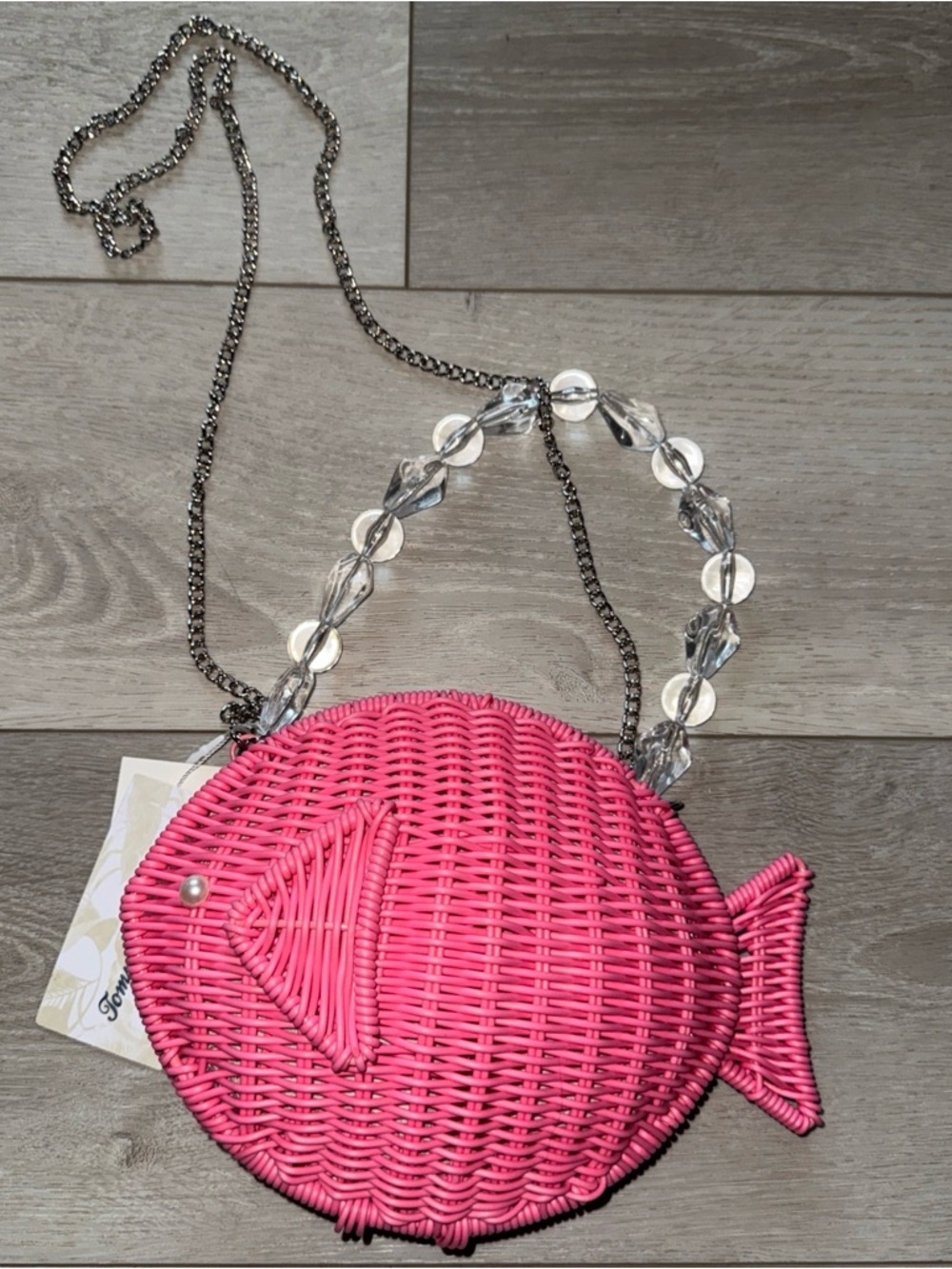 Tommy Bahama Pink Woven Wicker Fish Crossbody Or Handbag  🐟🐟🐟